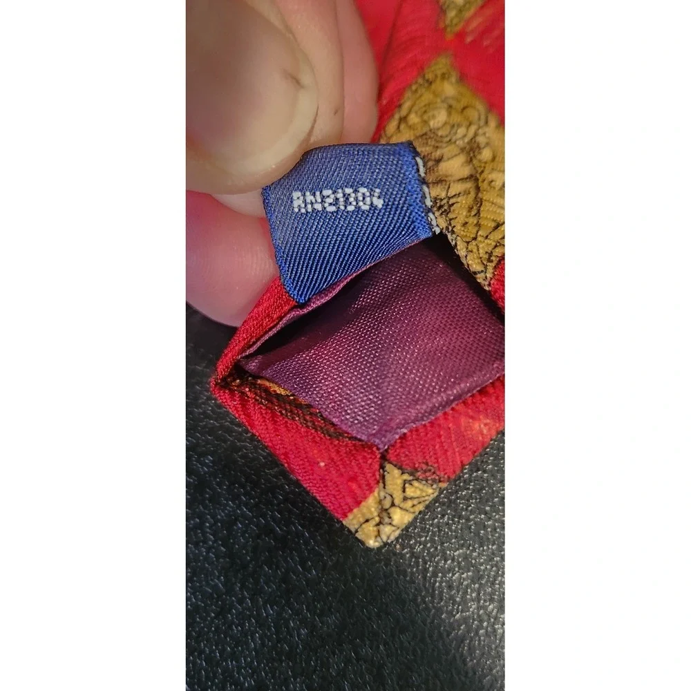 Nicklaus Golf Tie Red Gold‎ Diamond Pattern 56.5